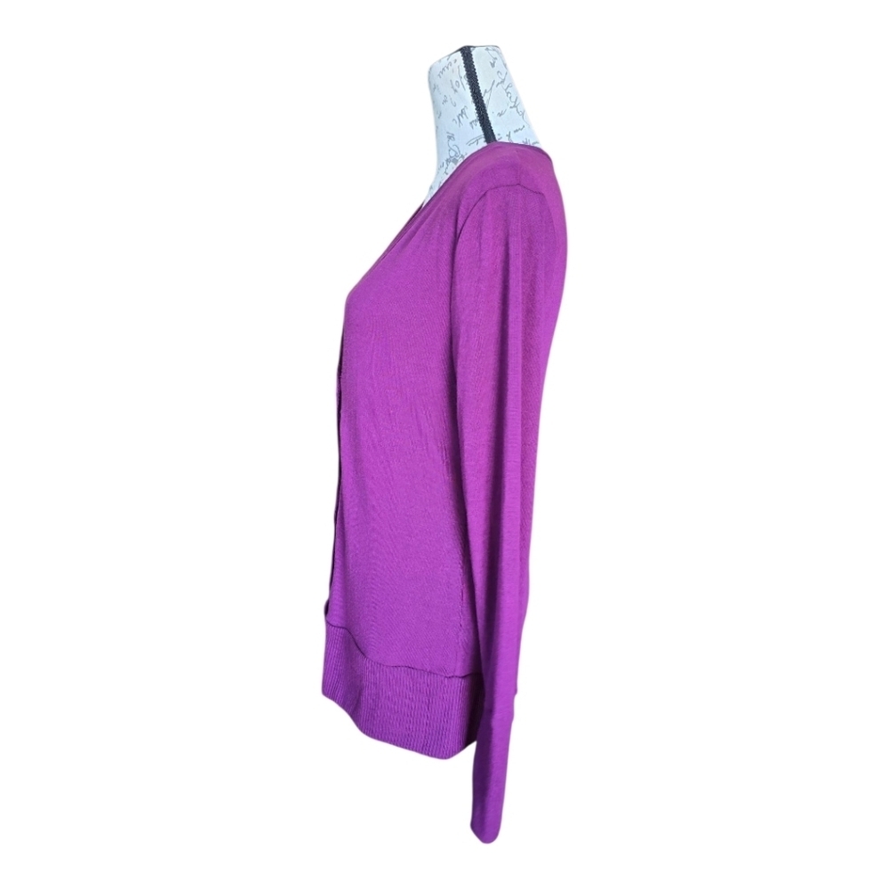 Zenana Dark Plum Snap Button Long Sleeve Cardigan Sweater L - Picture 5 of 11